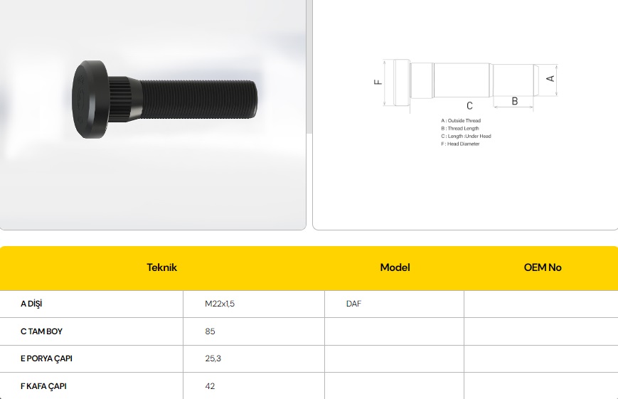 BİJON DAF ARKA DİSK 85 MM